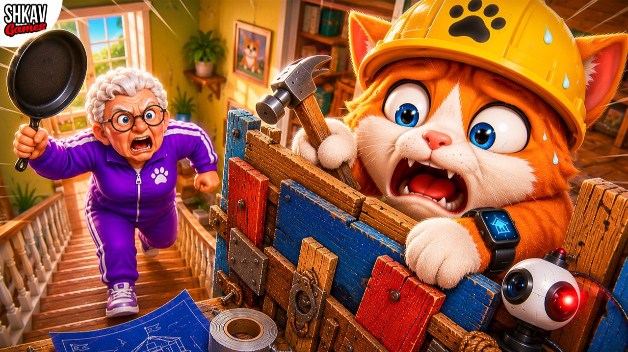 БАБУЛЯ ИДЁТ НА ВТОРОЙ ЭТАЖ?! СРОЧНО СТРОИМ БАЗУ! | I Am Cat VR смотреть онлайн