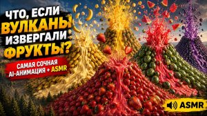 🌋 Что, если вулканы извергали фрукты? 🍓🍌🍍🍉 Самая сочная AI-анимация + ASMR