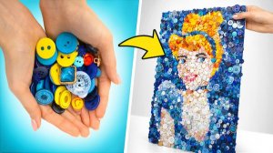 Необычный портрет Золушки из пуговиц! ✨🧵 Уникальный DIY