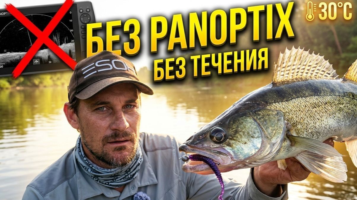 Без Panoptix на реке, в поисках трофея. Жара, теплая вода без течения, сел аккум, пора ловить судака смотреть онлайн