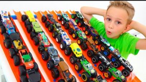 🍿 Влад и Ники играют с игрушечными монстр-траками | Машинки Hot Wheels для детей