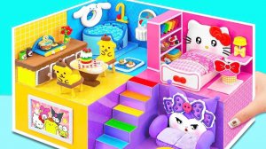 Сделайте 4-цветный домик Hello Kitty с кухней Куроми, циннамороллом и комнатой с помпонами из к