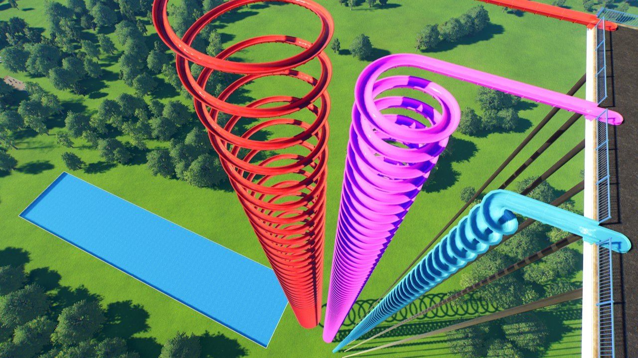БОЛЬШАЯ ПРОТИВ МАЛЕНЬКОЙ СПИРАЛЬНОЙ ВОДНОЙ ГОРКИ — PLANET COASTER 2 смотреть онлайн
