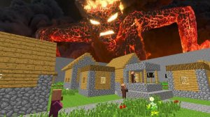 ОГРОМНЫЙ МОНСТР НАПАЛ НА ДЕРЕВНЮ В МАЙНКРАФТ! (MINECRAFT)