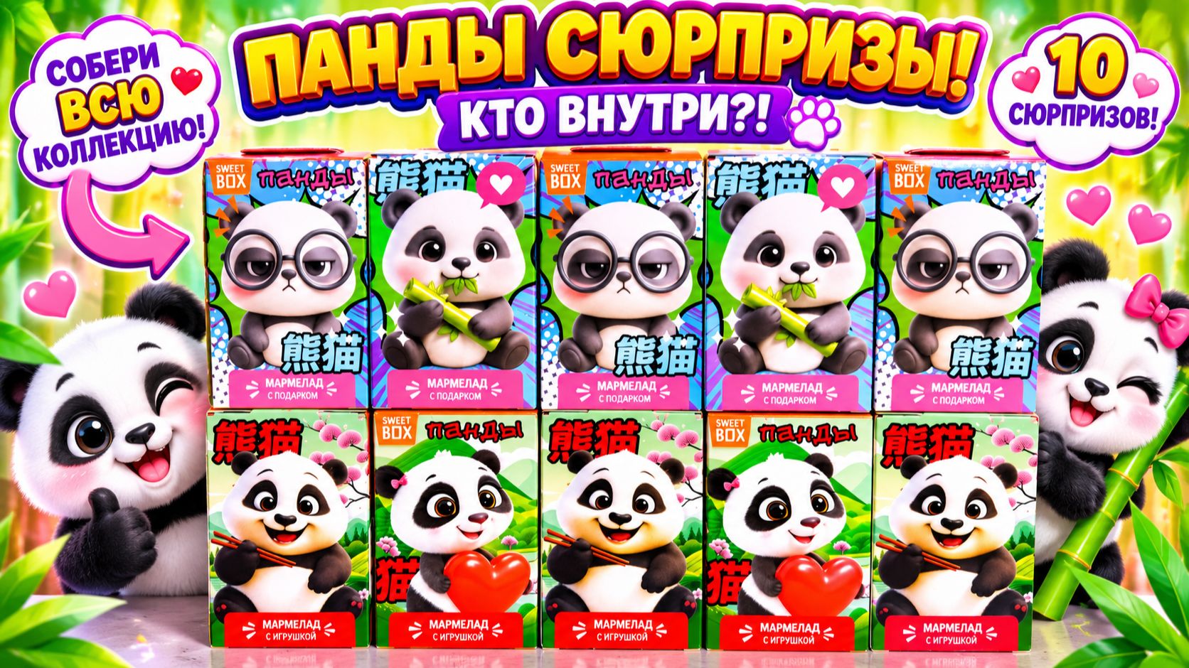 🐼Очаровашки ПАНДЫ! 😍РАСПАКОВКА SWEET BOX СЮРПРИЗОВ 🐼🎁 Кто мне попался?😱 смотреть онлайн