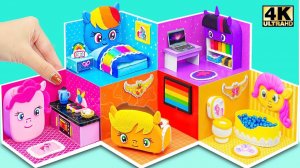 Сделайте 5-цветный миниатюрный домик единорога My Little Pony с 5 комнатами❤️Миниатюрный картон