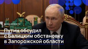 Путин обсудил с Балицким обстановку в Запорожской области