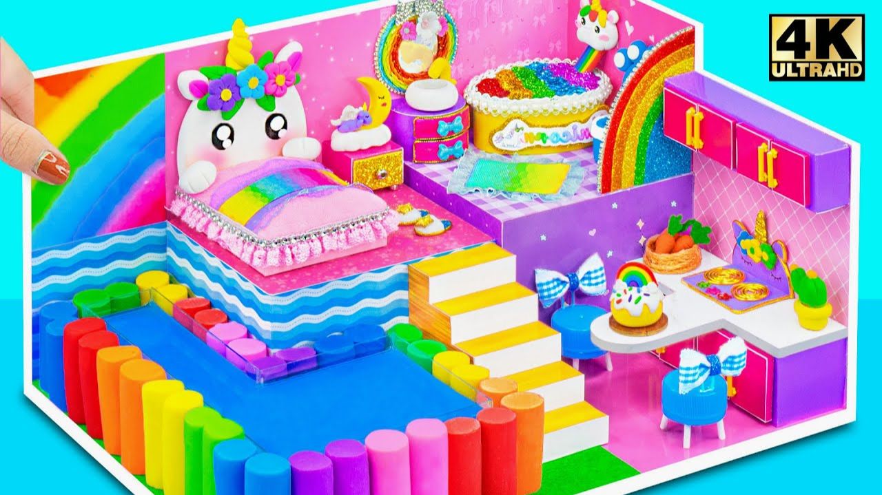 Строим мини-домик-единорог с красочным и креативным раем из картона 🦄 Миниатюрный дом своими ру смотреть онлайн
