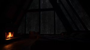 НОЧНОЙ ДОЖДЬ И КАМИН В ДОМЕ A-FRAME 🌧️🔥 ТРЕСК ОГНЯ И ЗВУКИ ДОЖДЯ ДЛЯ СНА