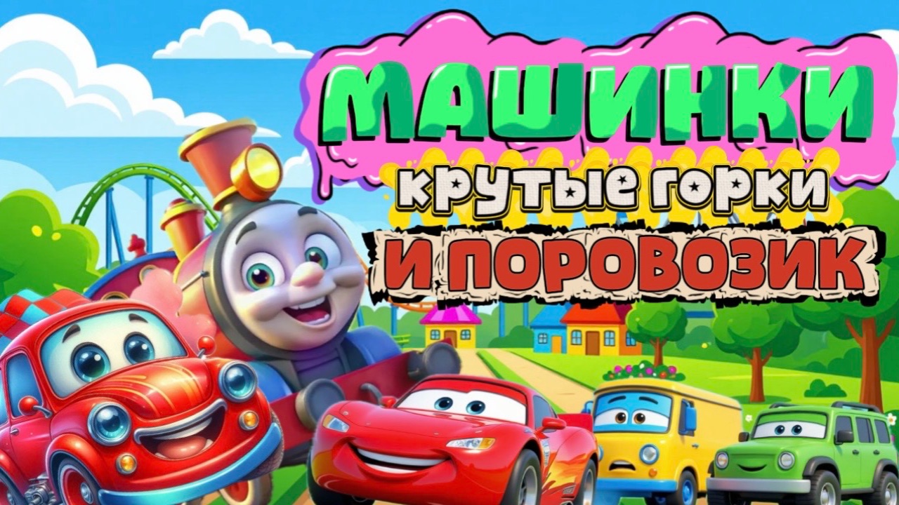 Машинки Крутые горки и Поровозик , мультики для детей