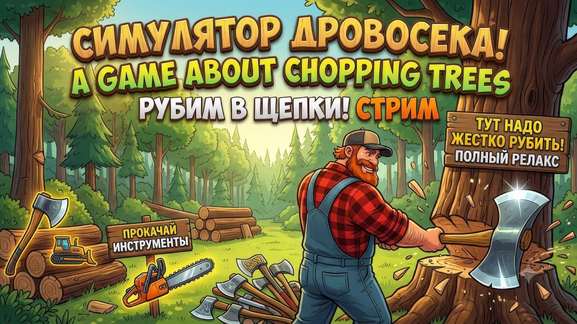 СИМУЛЯТОР ДРОВОСЕКА! A Game About Chopping Trees — Стрим | Рубим в щепки! смотреть онлайн