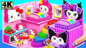 Сделайте домик Hello Kitty с Cute My Melody с двумя спальнями и фиолетовой комнатой для Куроми