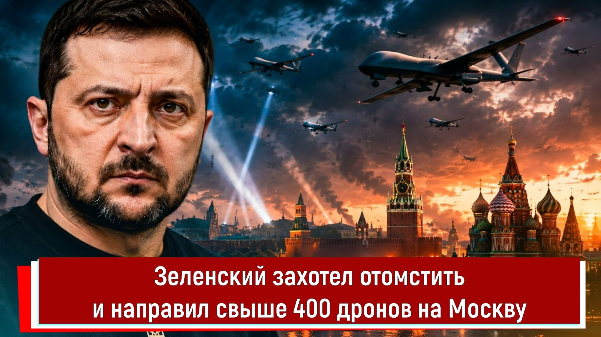 Зеленский захотел отомстить и направил свыше 400 дронов на Москву смотреть онлайн