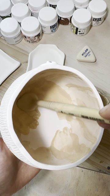 Расписываю керамическую банку-желудь 🌰 #роспись #керамика ✨ceramic Jar | Painting Process | #DIY