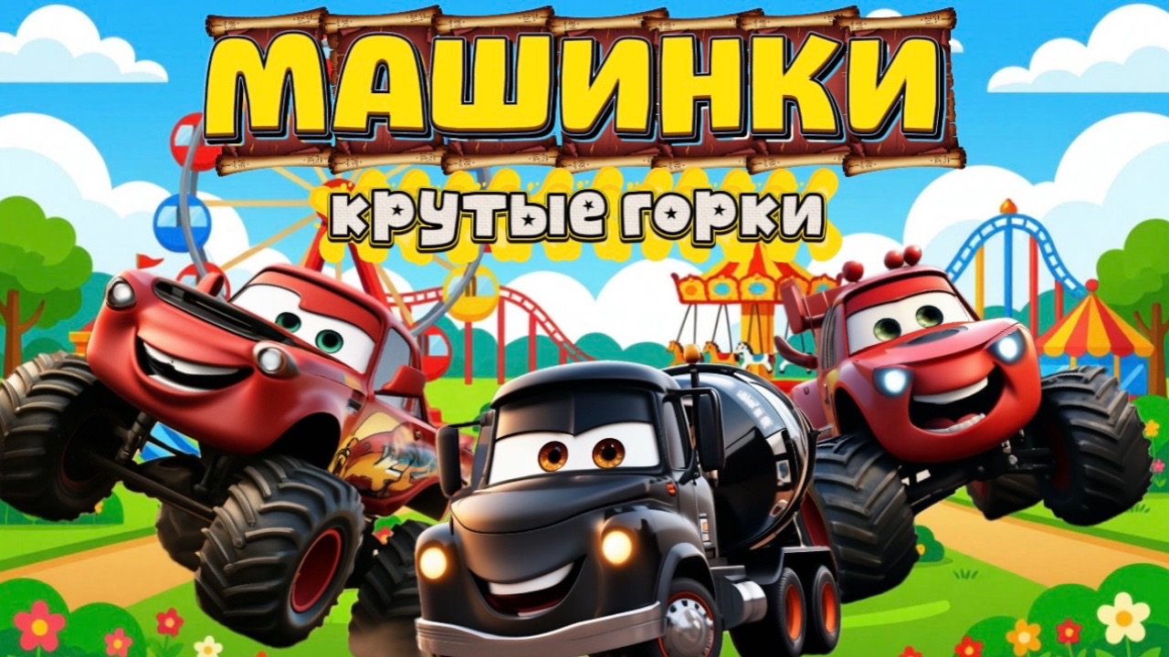 Машинки много Машинок и веселые горки , мультики для детей