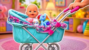 Доброе утро, кукла Эмили! Завтрак, бутылочка и прогулка в коляске 🍼🚼 | Для детей
