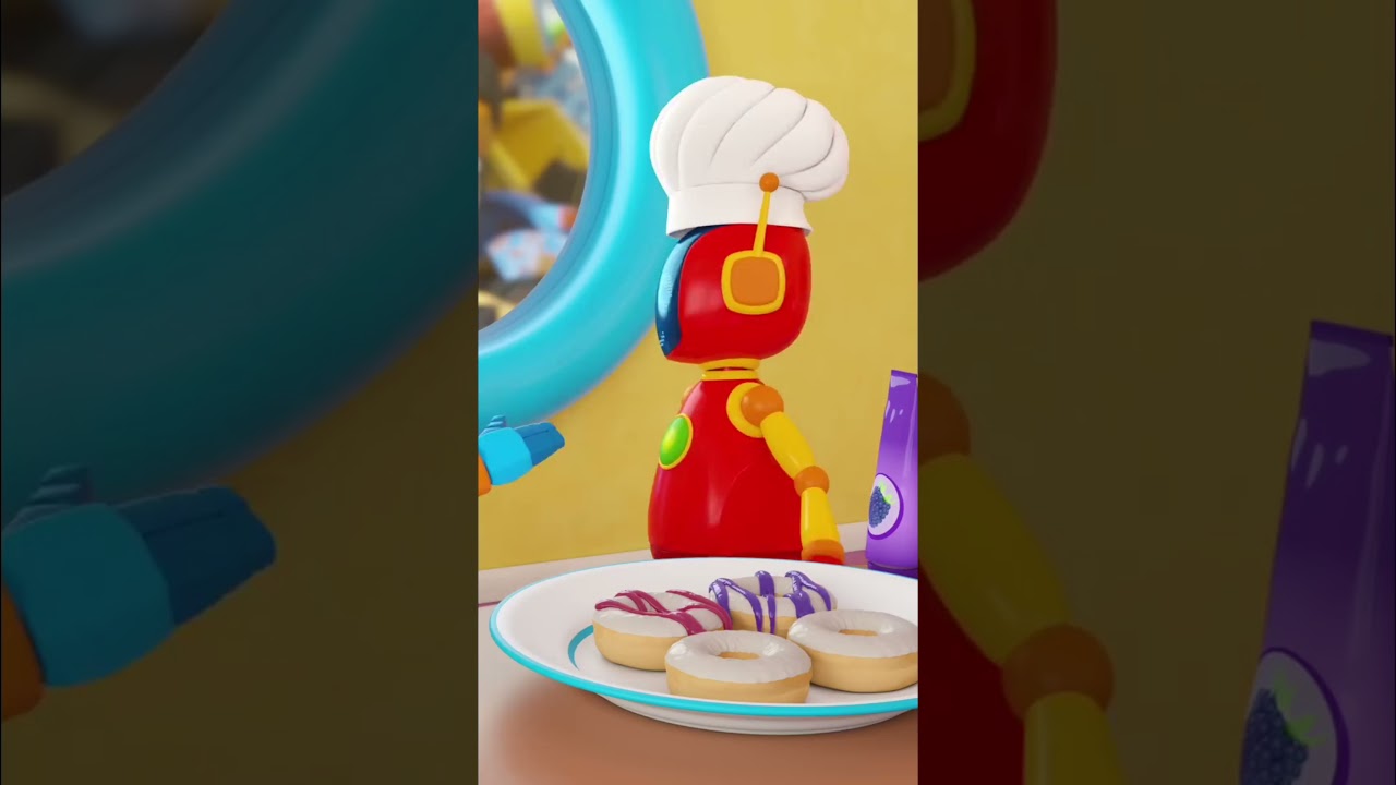 Роботы и машинки готовят вкусные пончики #мультик #грузовичок #animation