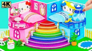 Сделайте Hello Kitty vs Frozen House с 2 спальнями в горячем и холодном стиле❄️ Миниатюрный кар