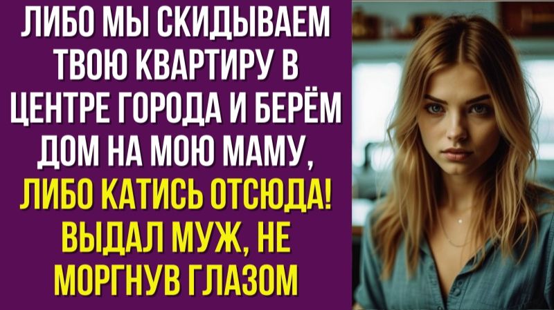 Либо мы скидываем твою квартиру в центре города и берём дом на мою маму, либо катись отсюда смотреть онлайн