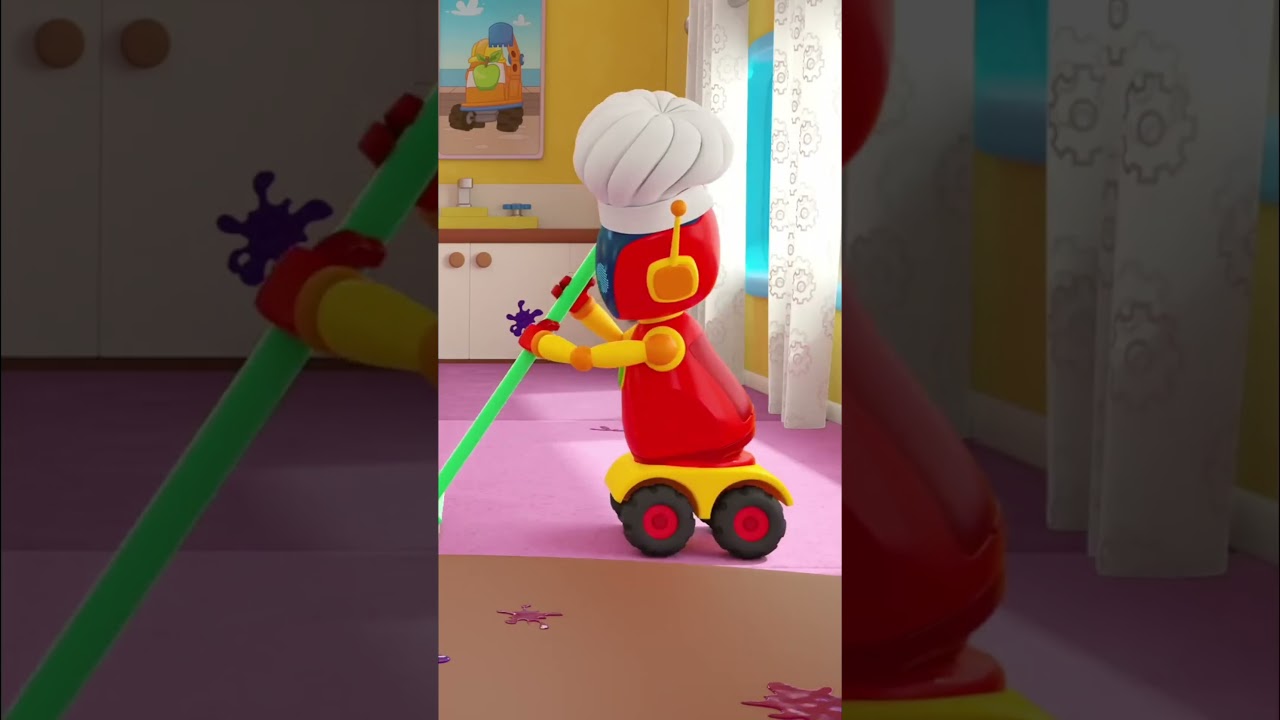 Экскаватор Капу и роботы убираются на кухне #мультик #длядетей #animation