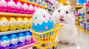 Хомяк сбегает из лабиринта, сделанного из яиц Kinder Joy супермаркет-лабиринт для хомяка