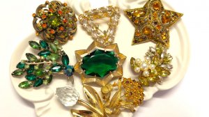 252. Распаковка коллекционного винтажа из США, броши от Florenza, Star, Judy Lee и Swarovski