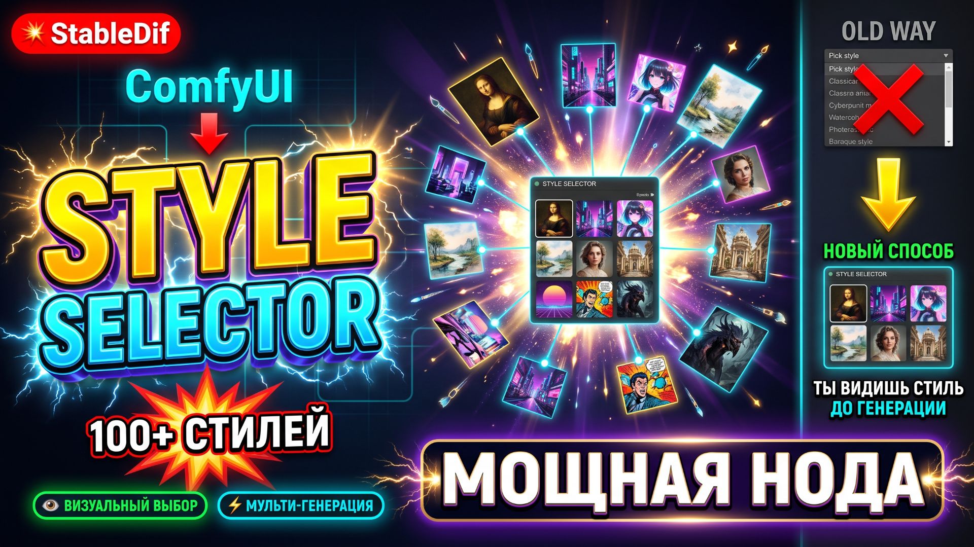 Style Selector - узел с большим набором стилей смотреть онлайн