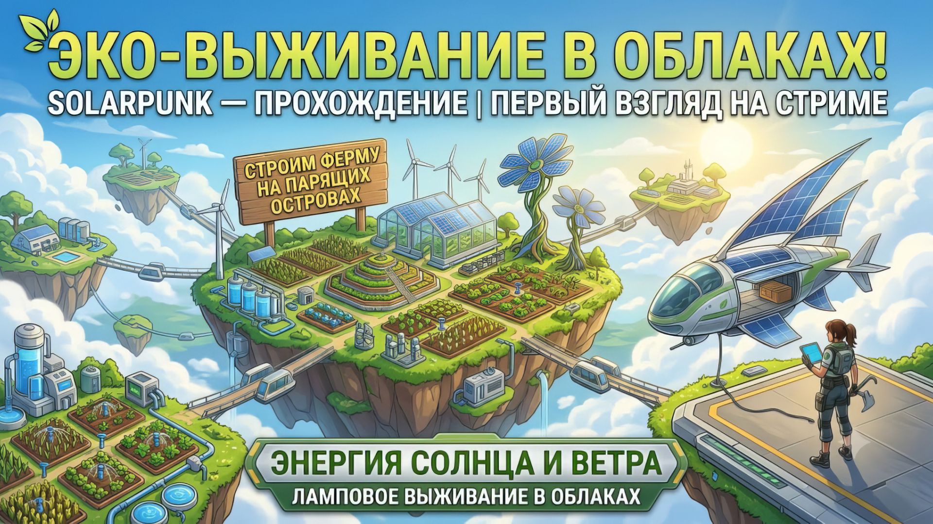 ЭКО-ВЫЖИВАНИЕ В ОБЛАКАХ! Solarpunk — Прохождение | Первый взгляд на стриме смотреть онлайн