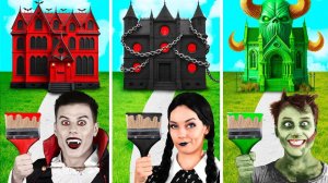 Домики Одного Цвета Челлендж Уэнсдей vs Вампир vs Зомби # Креативные Лайфхаки Для Декора Fun Te