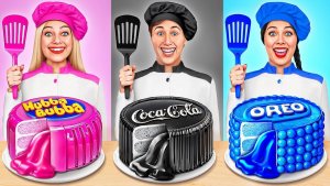 Розовая VS Черная VS Синяя Еда Кулинарный Челлендж от Multi DO Smile