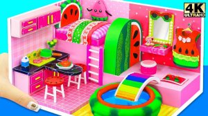 Постройте самый милый арбузный дом с бассейном и радужным мостом 🍉🌈 Миниатюрный дом своими рука