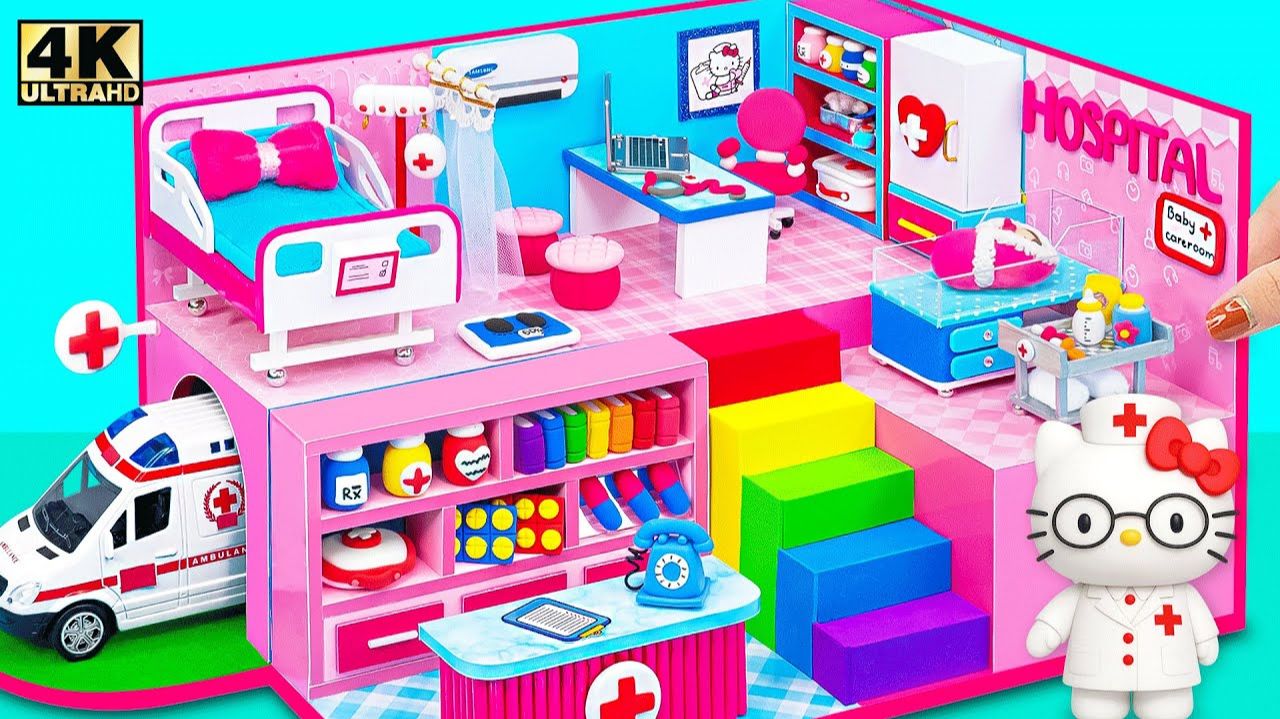 Как сделать больницу Hello Kitty из игрушек «Доктор» и набора «Машина скорой помощи» из картона смотреть онлайн