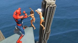 Весёлые моменты с Человеком-пауком в GTA 5 _ Забавные прыжки и падения Серия 25