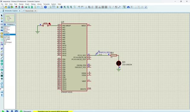 Симуляция работы STM32F103 в Proteus. Код написан на языке С. среда Keil uVision смотреть онлайн