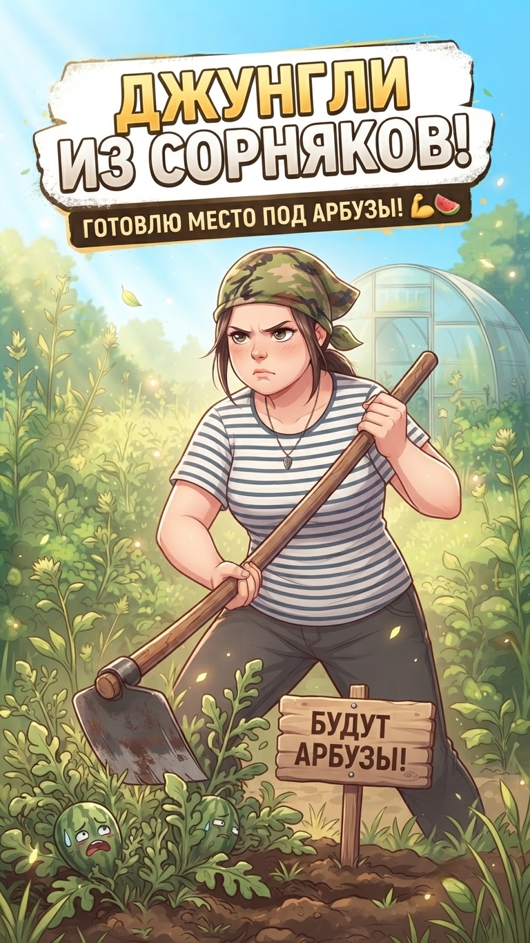 ГОТОВЛЮ ГРЯДКУ ПОД АРБУЗЫ! 💪 Тяпаем и копаем (будет сладко!) 🍉