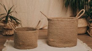 Корзинка из джутового шпагата «Домашняя» часть 1