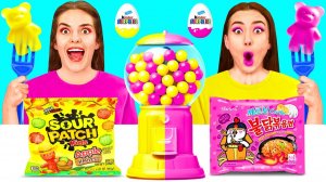 Челлендж с едой# Желтое vs Розовое # Едим Продукты Одного Цвета 24 Часа BaRaDa Challenge