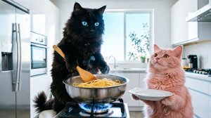 СУПЕР КОТ И КОТЕНОК АБИ ГОТОВЯТ ЗАВТРАКСупер Кот
