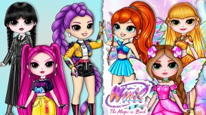 Кейпоп Демон Харнерс и Венсдей стали Феями Винск (Winx) | Бумажные Куклы и Сюрпризы