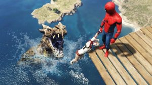 Веселые моменты в GTA 5_ Человек-Паук против Дракона — смешные прыжки и падения