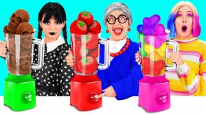 Кулинарный Челлендж# Уэнсдей Против Бабушки # Фантастические Лайфхаки с Едой от BaRaDa Challeng