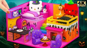 Мини-кукольный домик Hello Kitty на Хэллоуин своими руками с милым жутким переустройством комна