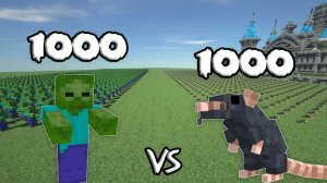 1000 Зомби против 1000 крыс ｜ Майнкрафт