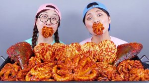 Острые морепродукты креветки осьминог Мукбанг ДОНА DONA