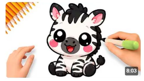 КАК НАРИСОВАТЬ ЗЕБРУ КАК НАРИСОВАТЬ МИЛУЮ ЗЕБРУ🦓❤️КАВАЙ🦓❤️