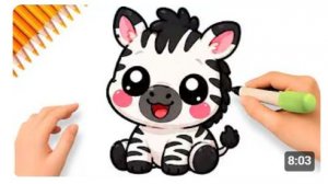 КАК НАРИСОВАТЬ ЗЕБРУ КАК НАРИСОВАТЬ МИЛУЮ ЗЕБРУ🦓❤️КАВАЙ🦓❤️