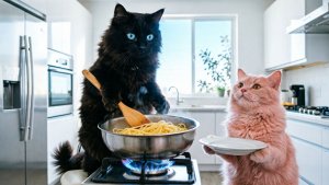 СУПЕР КОТ И КОТЕНОК АБИ ГОТОВЯТ ЗАВТРАК