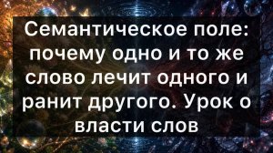 Семантическое поле: почему одно и то же слово лечит одного и ранит другого. Урок о власти слов