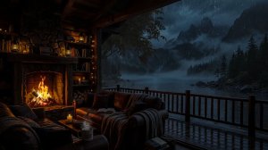 ШУМ ДОЖДЯ И КАМИН ДЛЯ СНА ЗА ПЯТЬ МИНУТ 🌧️🔥 УЮТ У ОЗЕРА