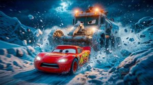 Эпичный побег от супергероев: гигантский монстр-трак SNOWBREAKER преследует Молнию Маккуина
